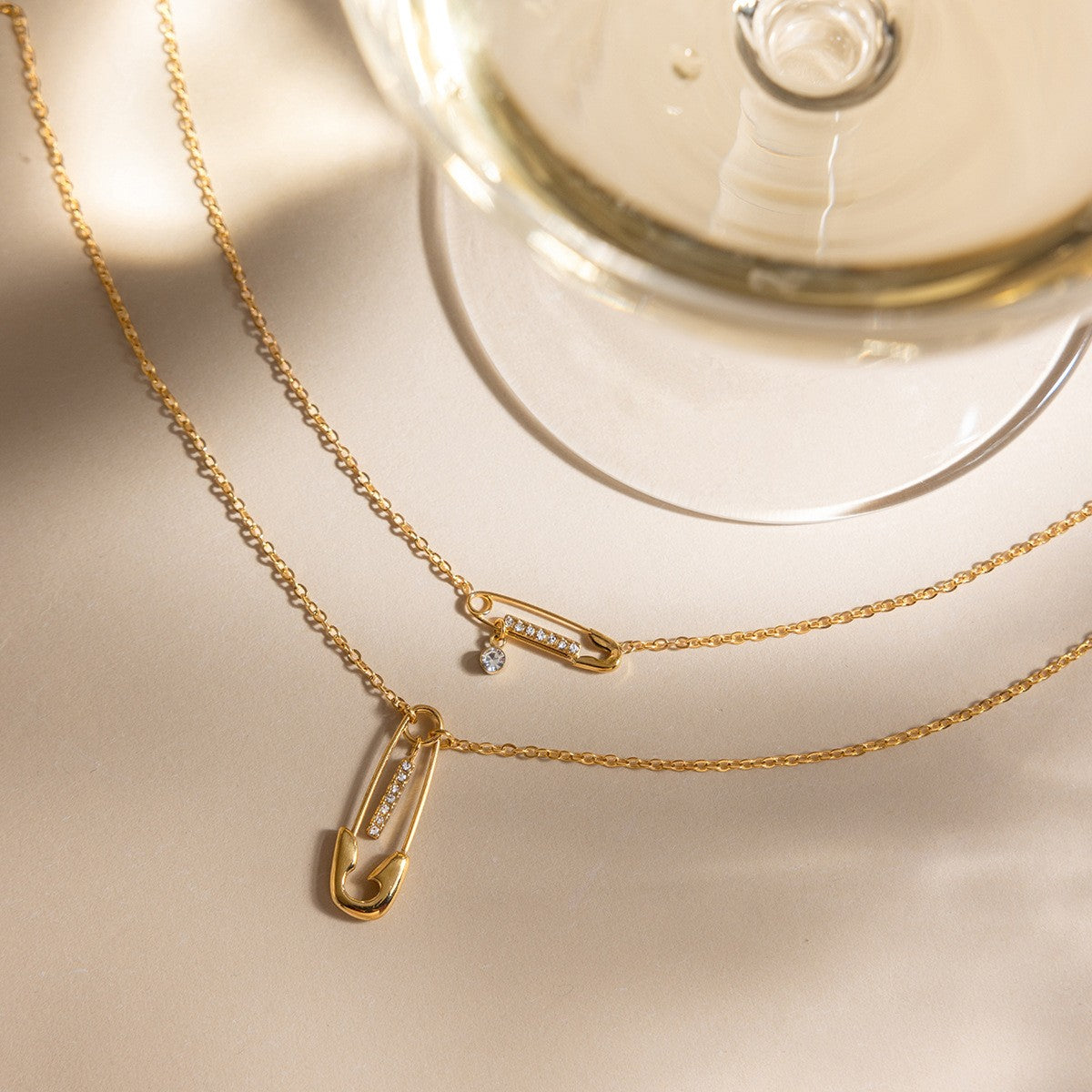 Double Safety Pin Necklace