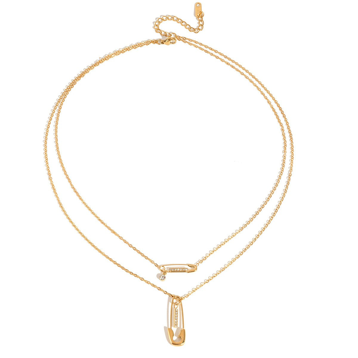 Double Safety Pin Necklace