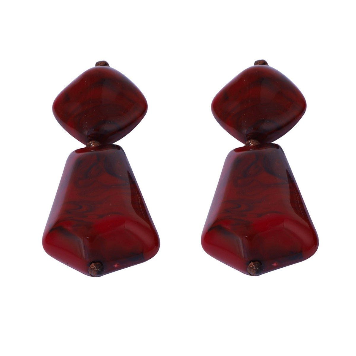 Burgundy Faceted Geometric Necklace & Earring Set