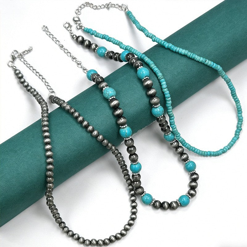 Layered Turquoise Bead Necklace