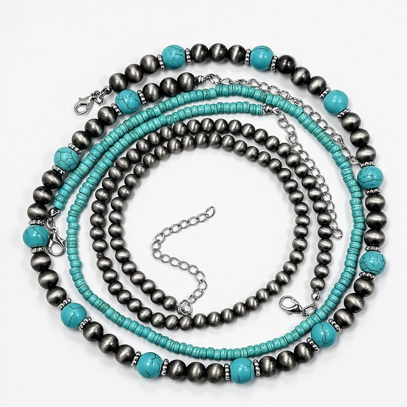 Layered Turquoise Bead Necklace