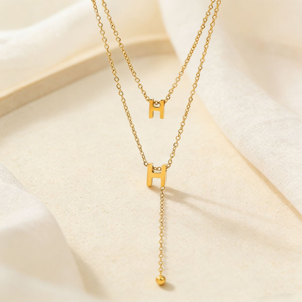 Double Layer Letter Lariat Necklace