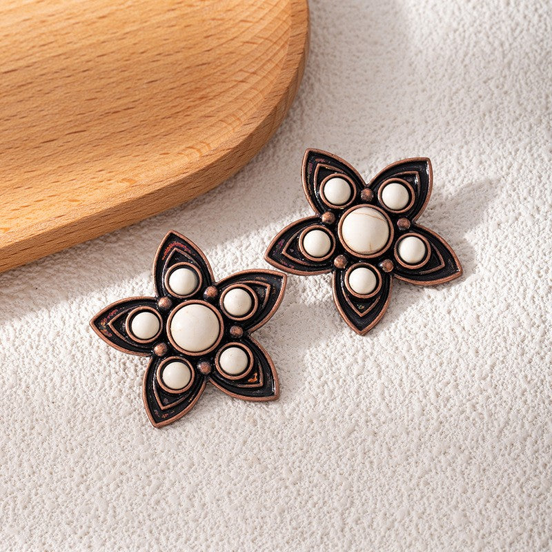 Five-Petal Flower Statement Earrings