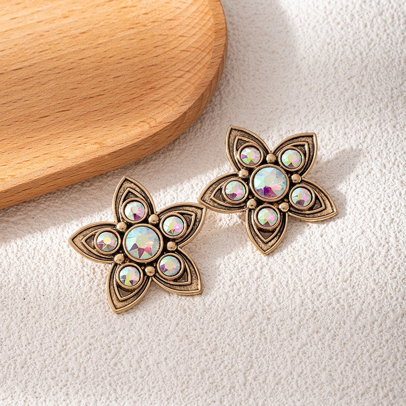 Five-Petal Flower Statement Earrings