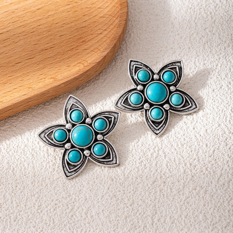 Five-Petal Flower Statement Earrings