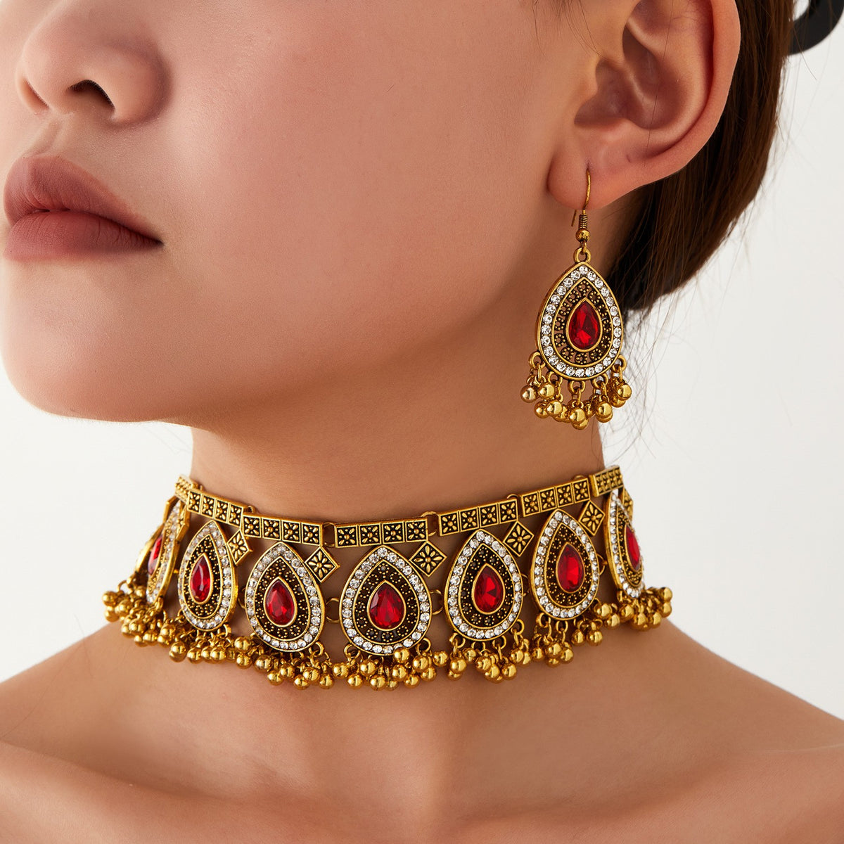 Teardrop Crystal Choker & Earring Set