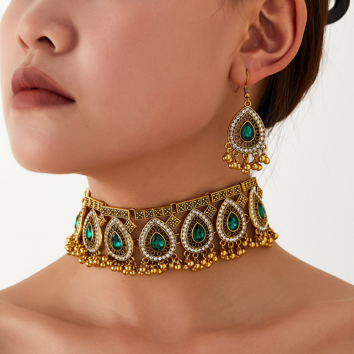 Teardrop Crystal Choker & Earring Set