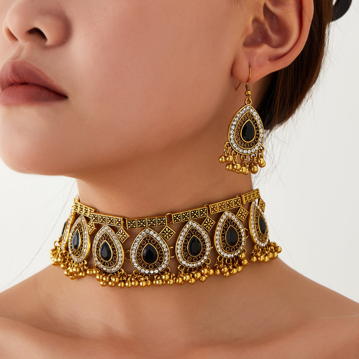 Teardrop Crystal Choker & Earring Set