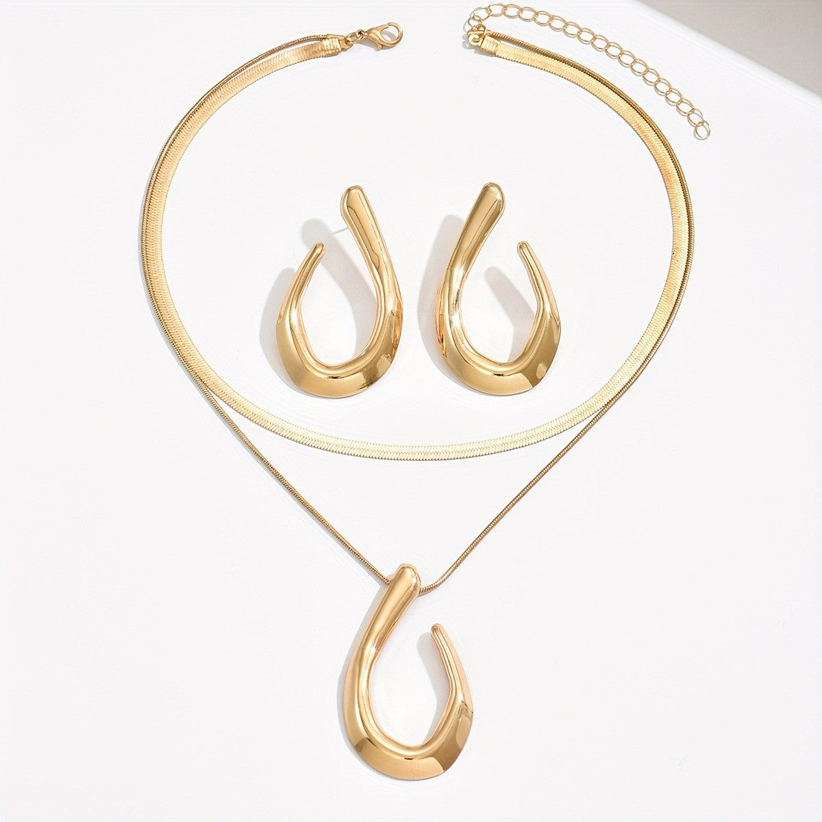 Open Teardrop Layered Necklace