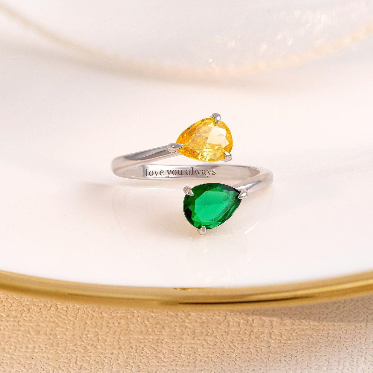 Two-Stone Adjustable Birthstone Ring