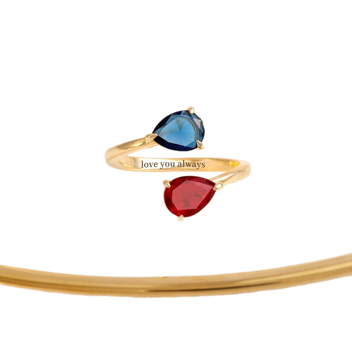Two-Stone Adjustable Birthstone Ring
