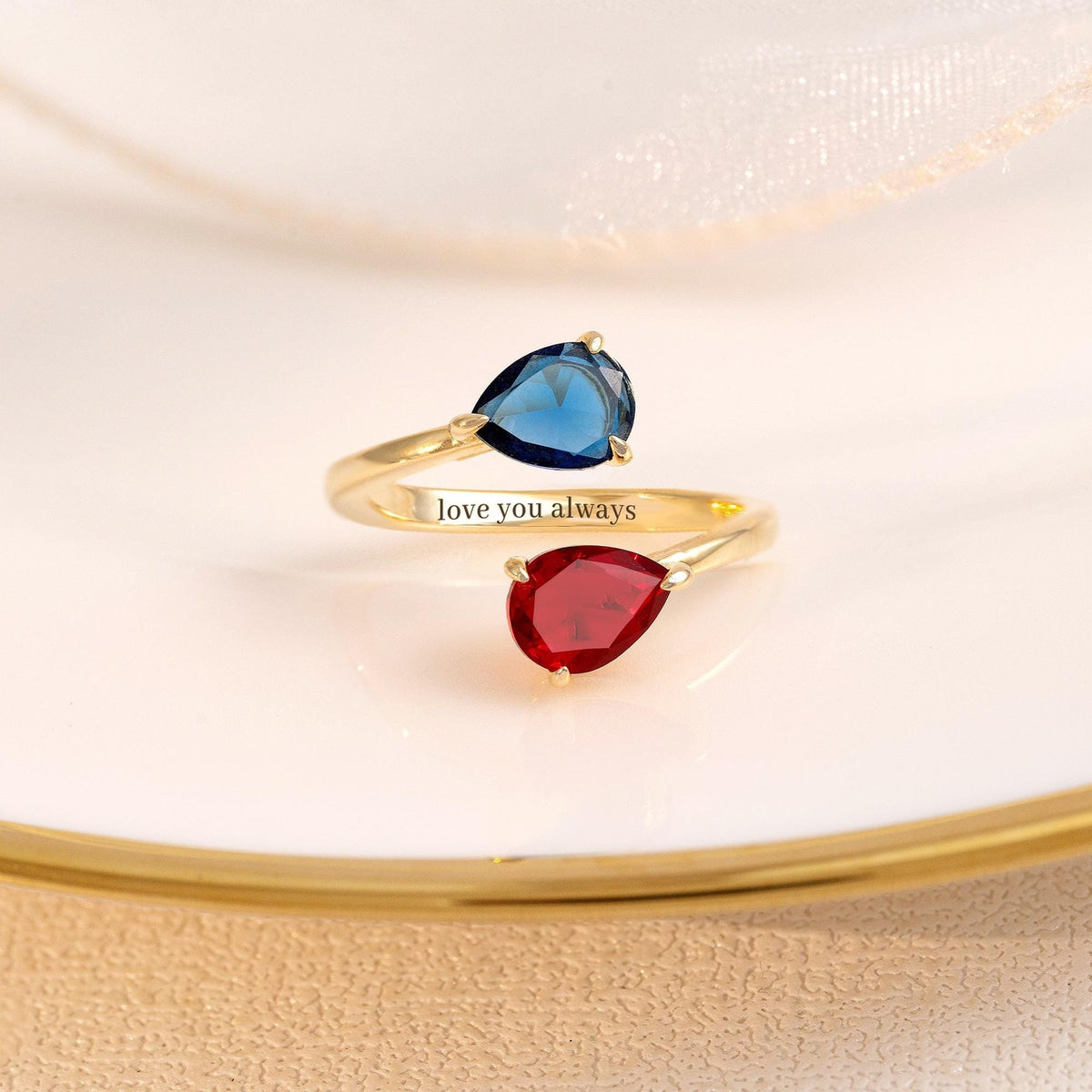 Two-Stone Adjustable Birthstone Ring