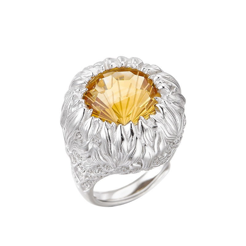 Floral Petal Crystal Ring