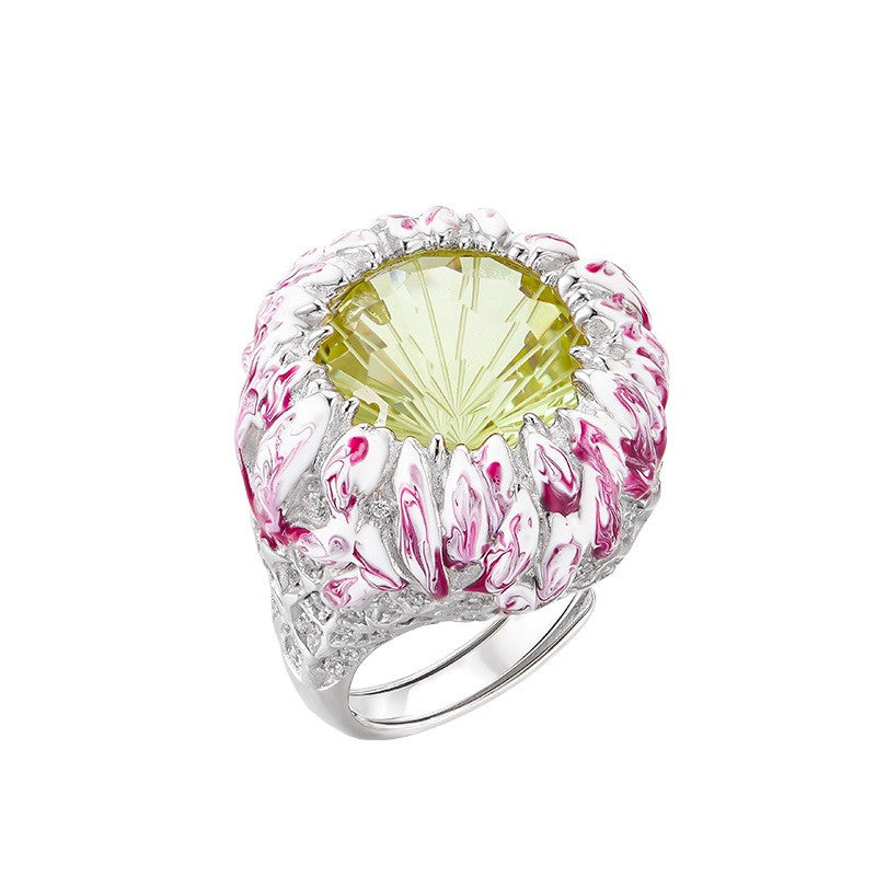 Floral Petal Crystal Ring