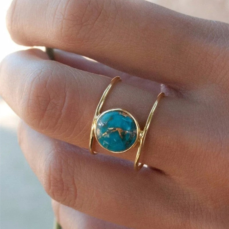 Round Turquoise Bypass Ring