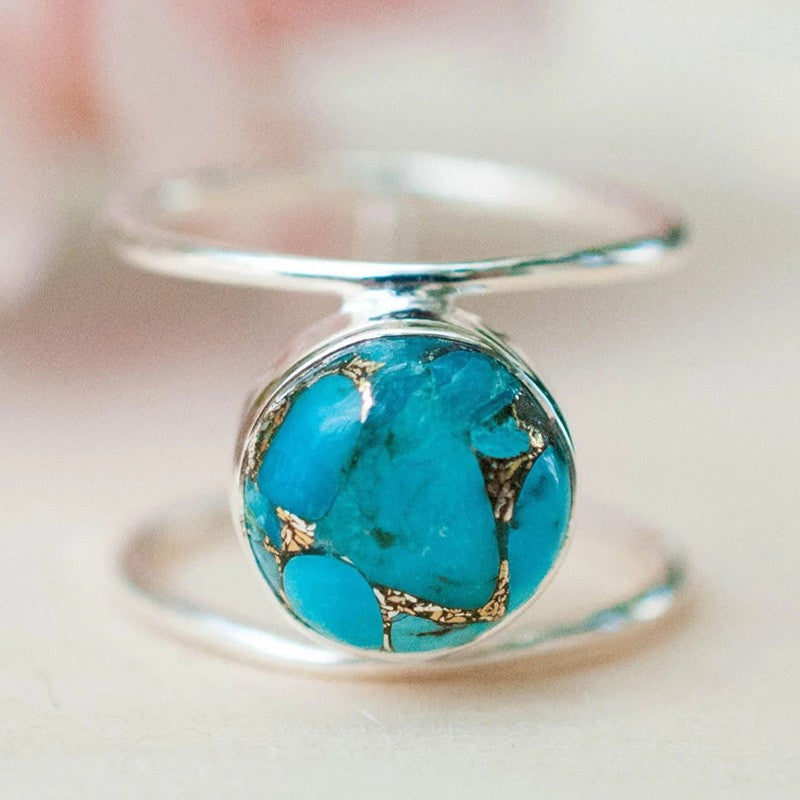 Round Turquoise Bypass Ring