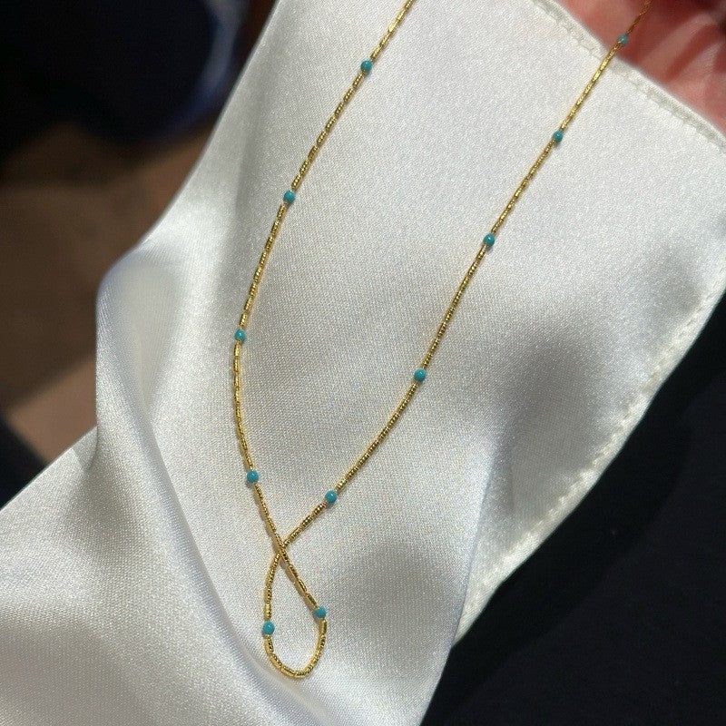 Turquoise Oval Pendant & Pearl Strand Necklace Set
