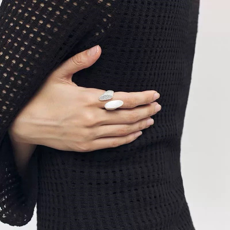 White Pave & Oval Statement Ring