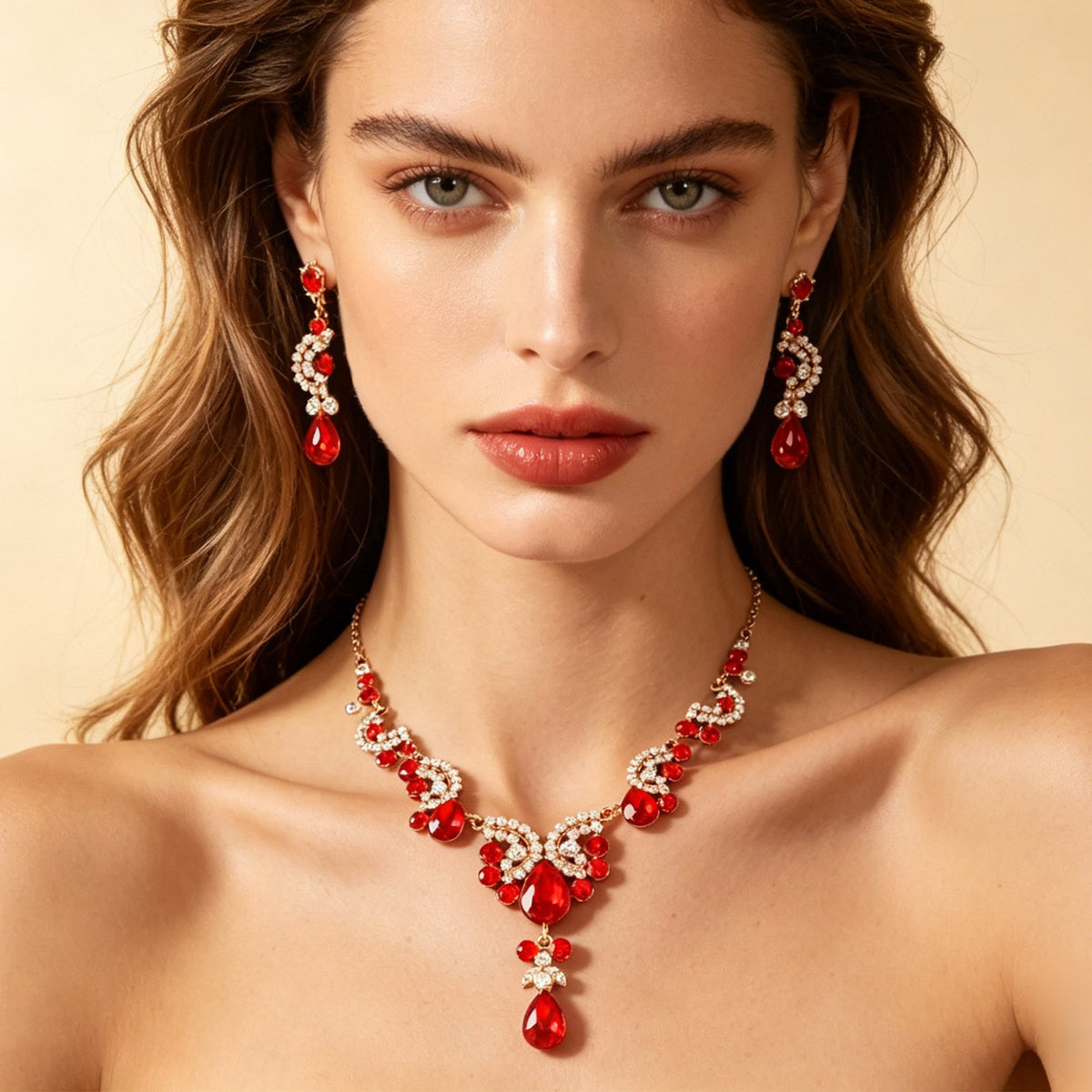 Crystal Scroll Necklace & Earring Set