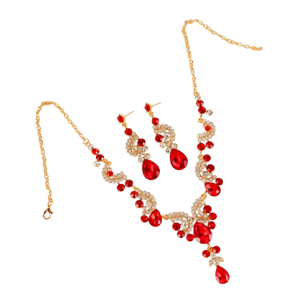 Crystal Scroll Necklace & Earring Set