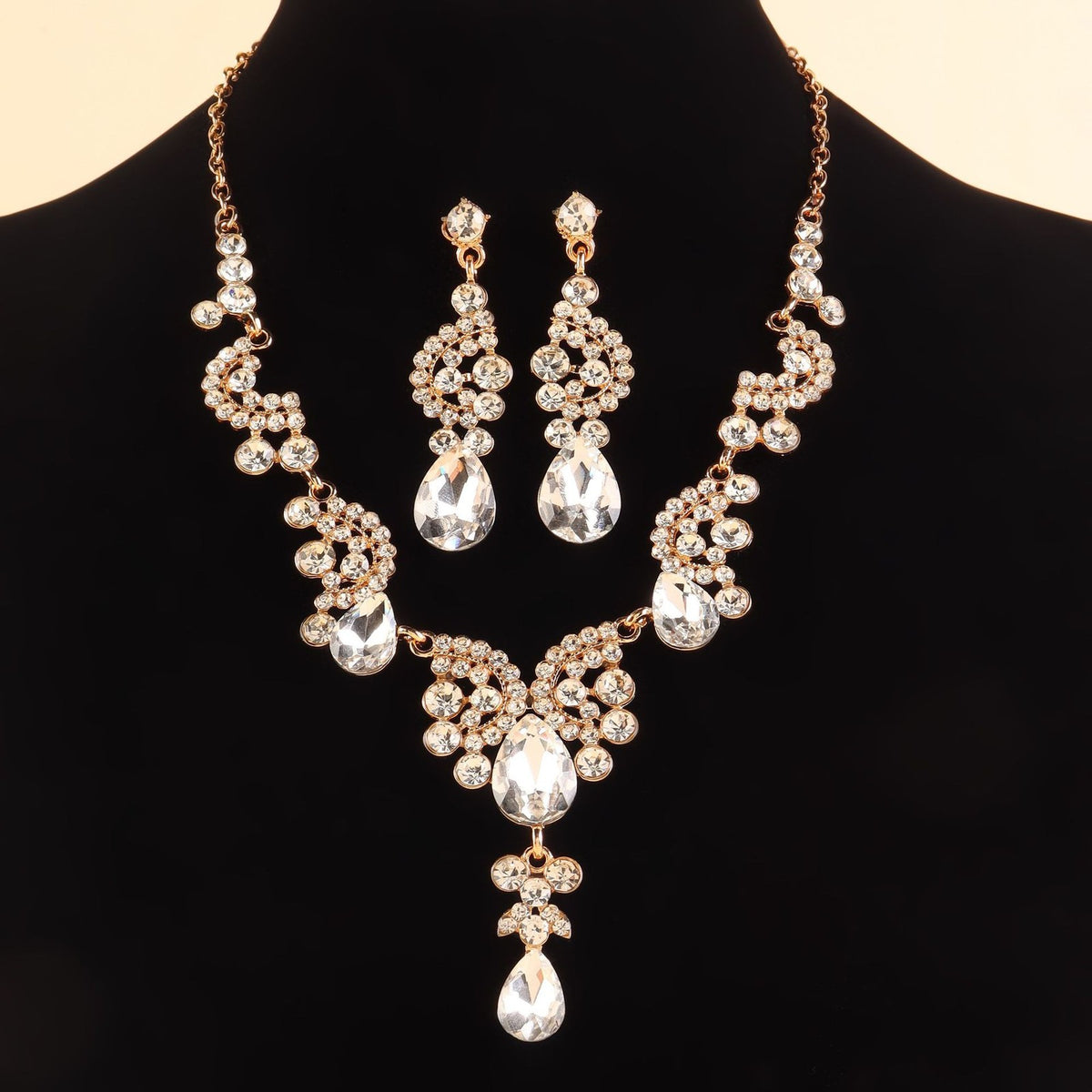 Crystal Scroll Necklace & Earring Set
