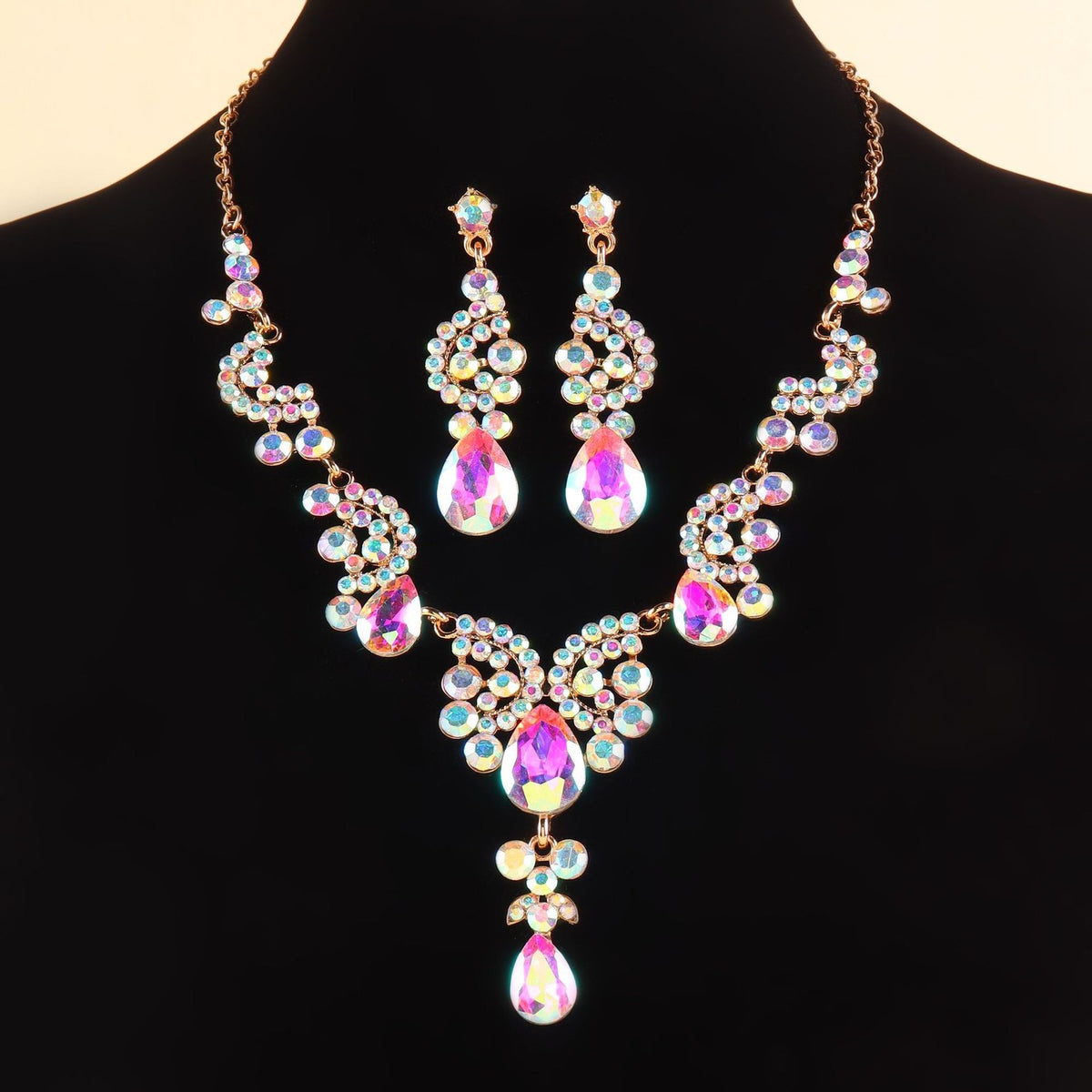 Crystal Scroll Necklace & Earring Set