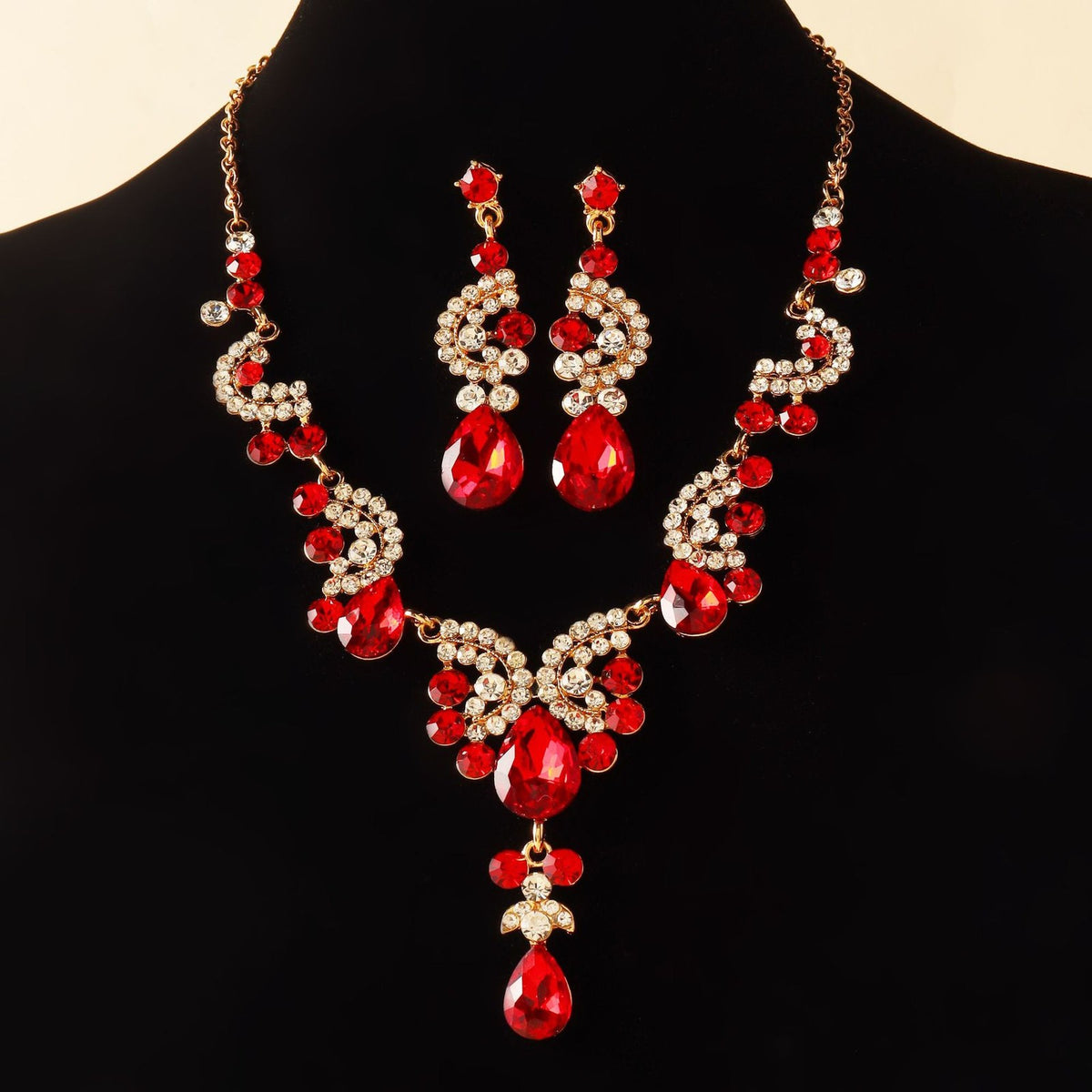 Crystal Scroll Necklace & Earring Set