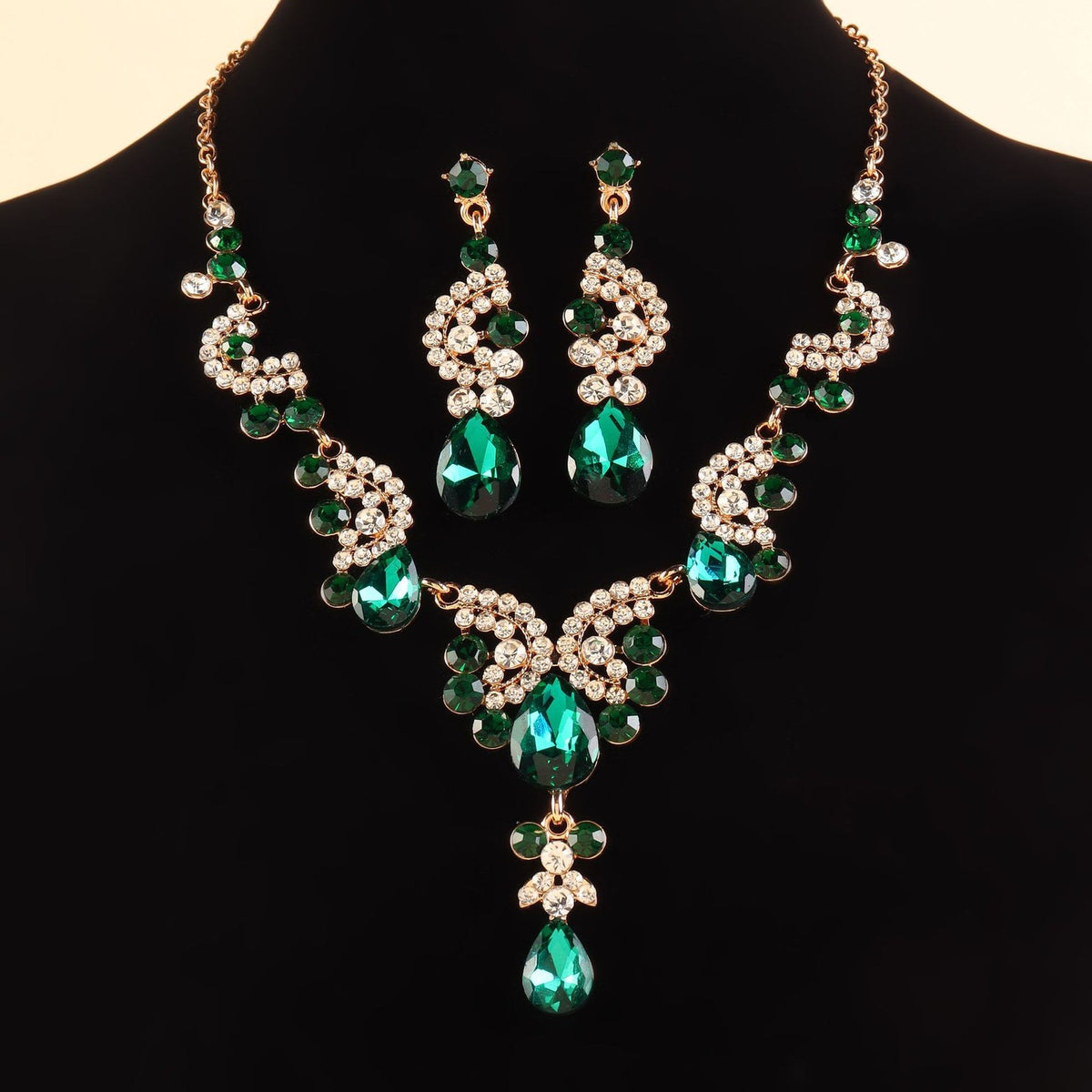 Crystal Scroll Necklace & Earring Set
