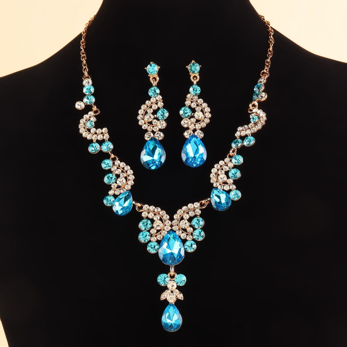 Crystal Scroll Necklace & Earring Set