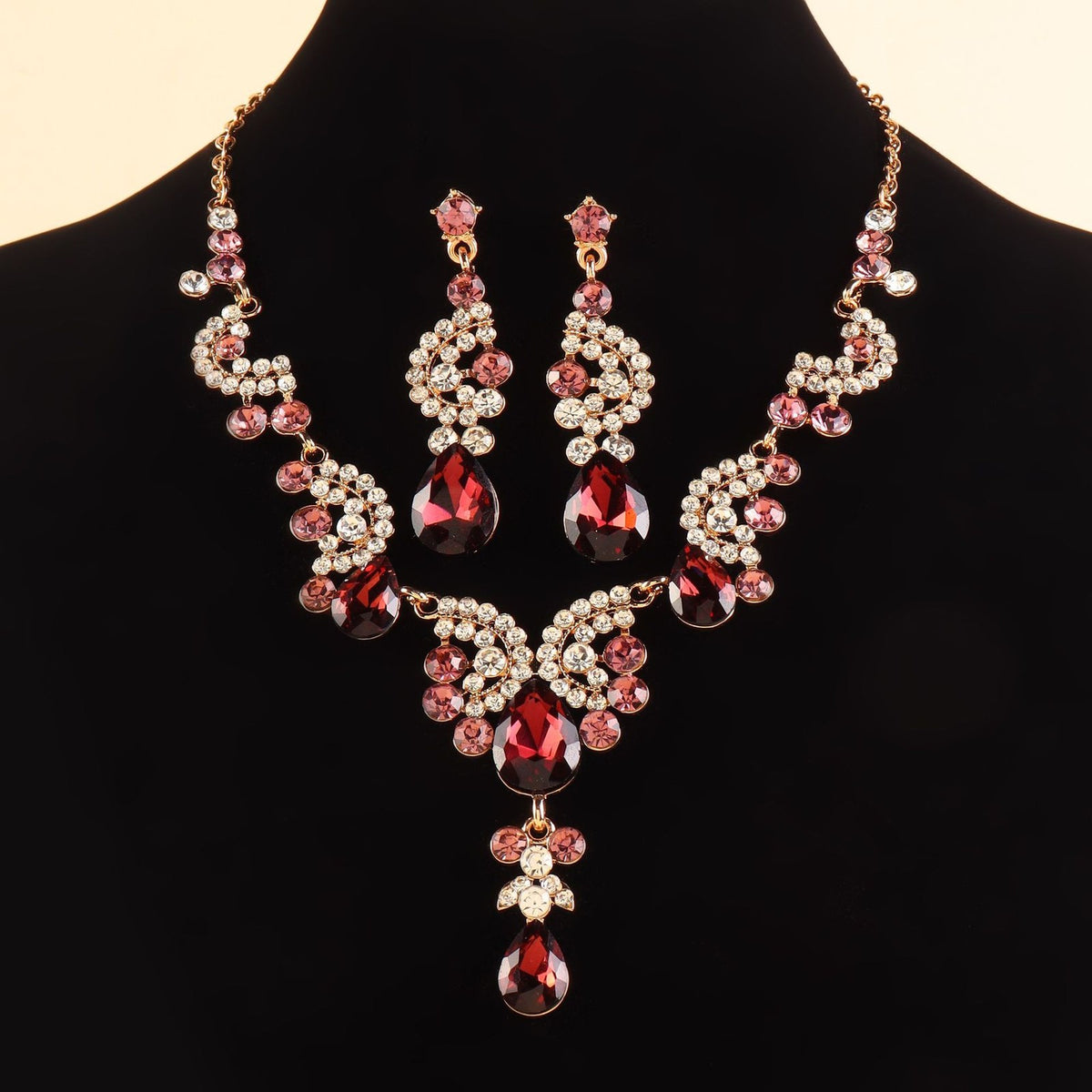 Crystal Scroll Necklace & Earring Set