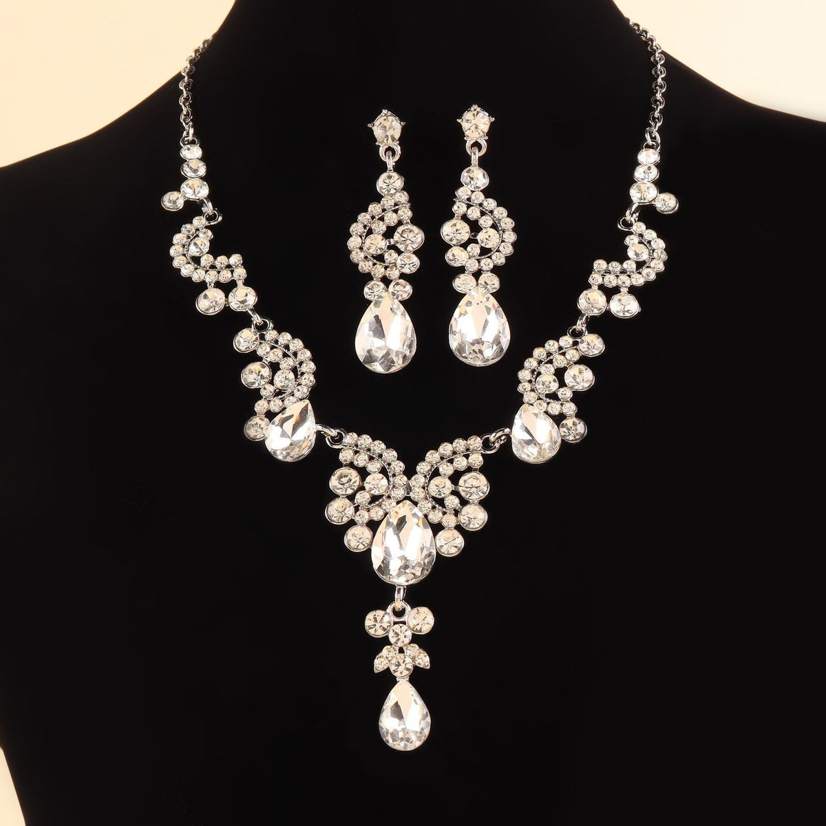 Crystal Scroll Necklace & Earring Set