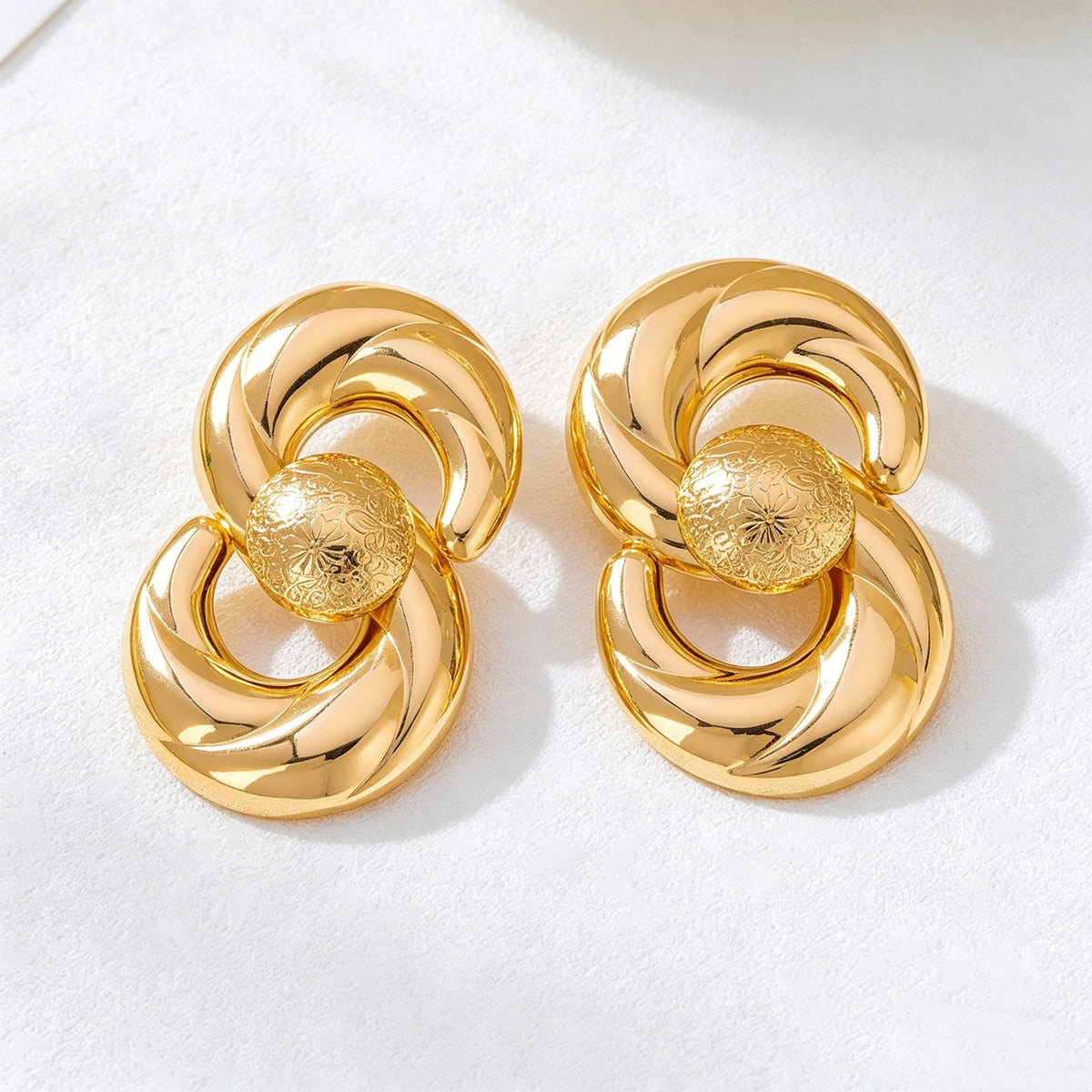 Textured Gold-Tone Figure Eight Earrings