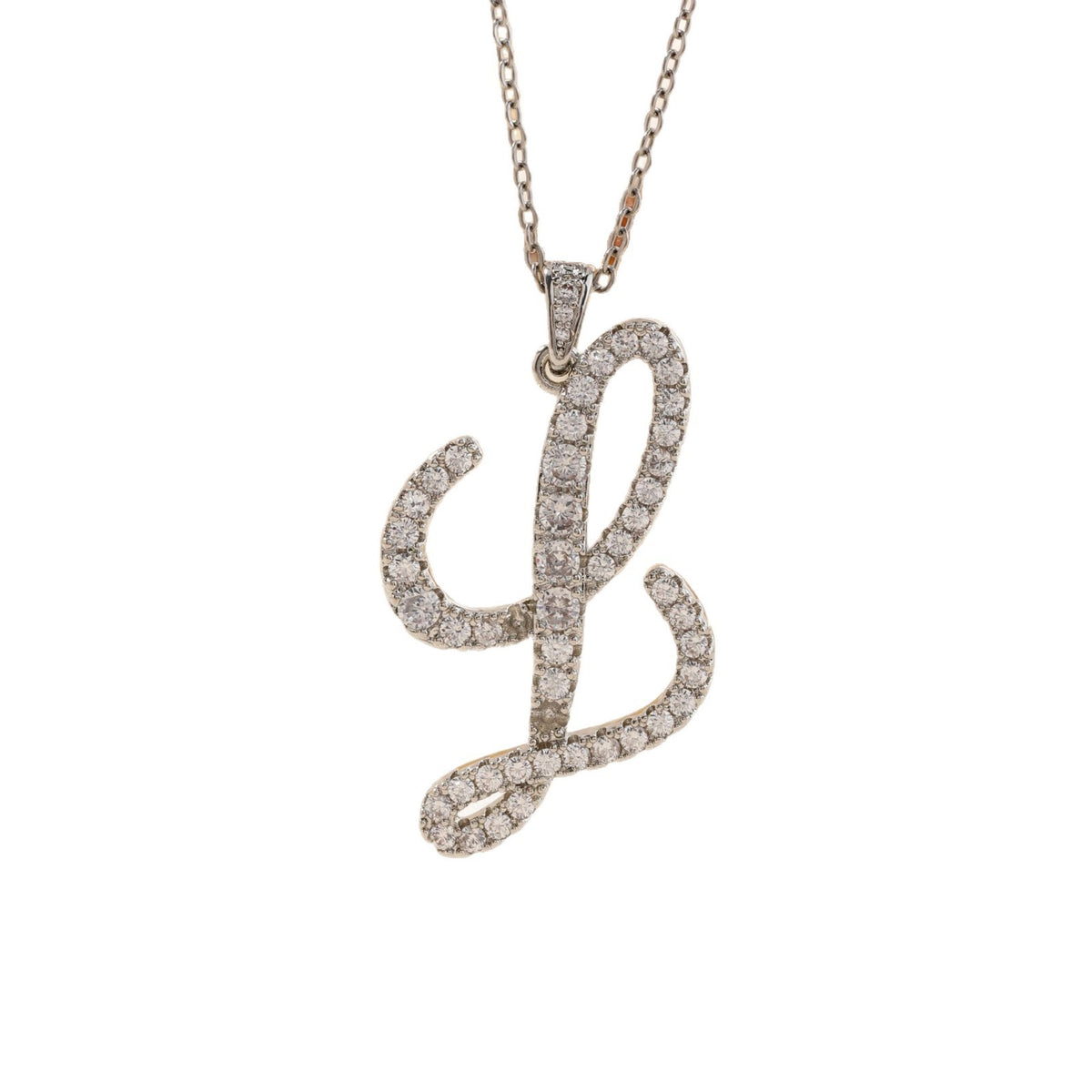 Crystal Pave Script Initial Necklace