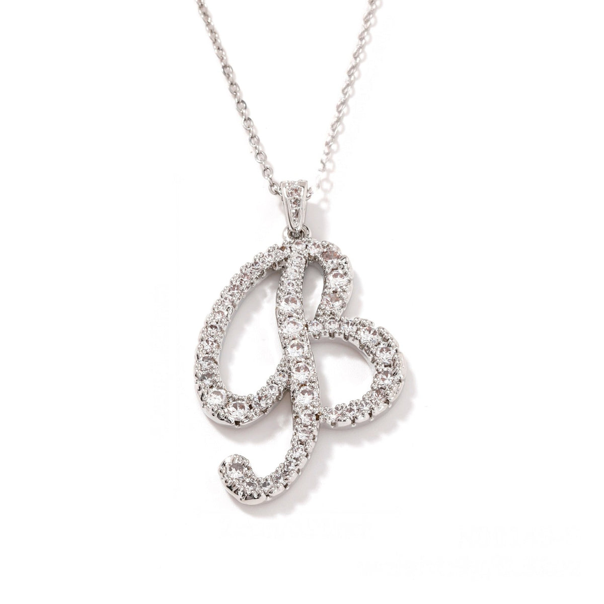 Crystal Pave Script Initial Necklace