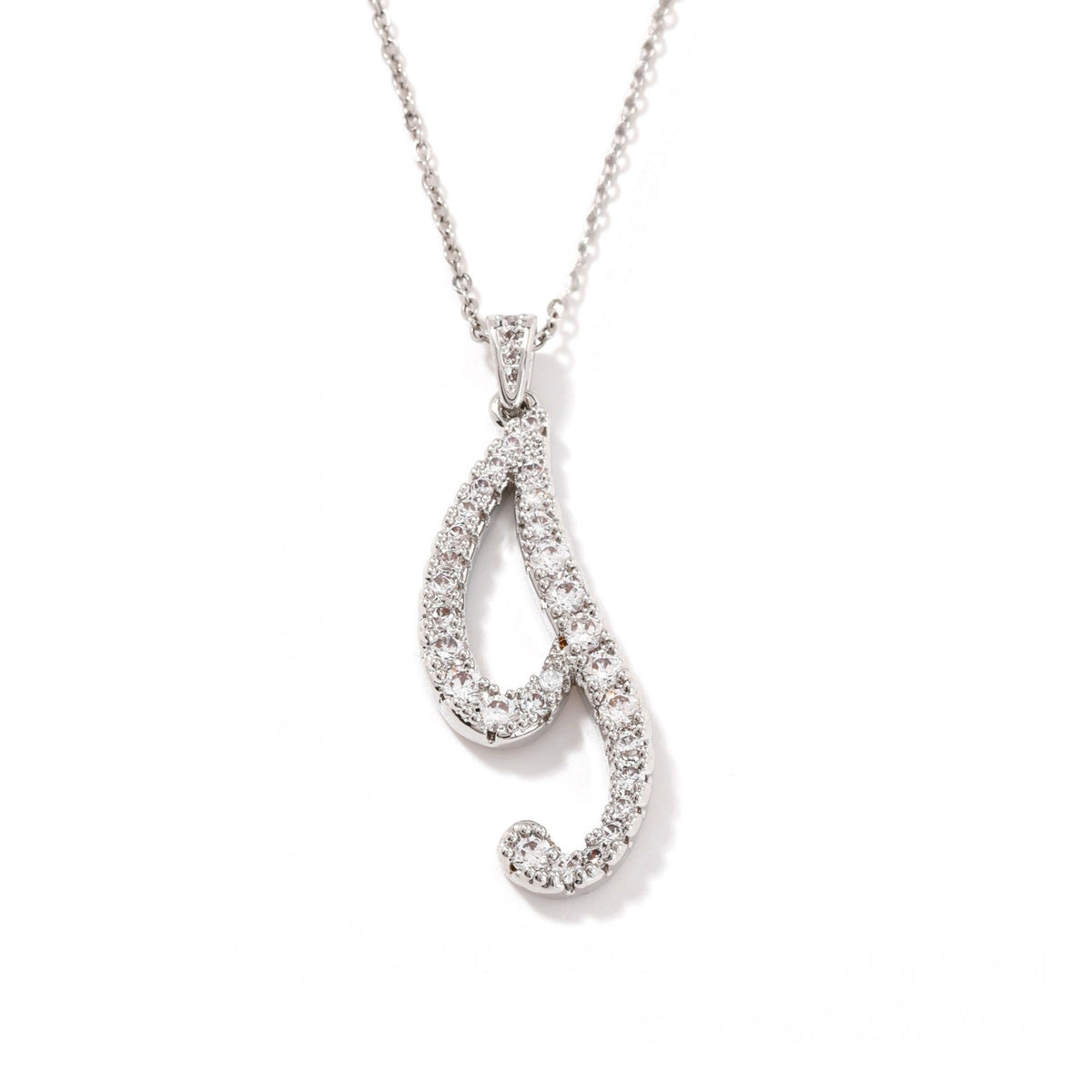 Crystal Pave Script Initial Necklace
