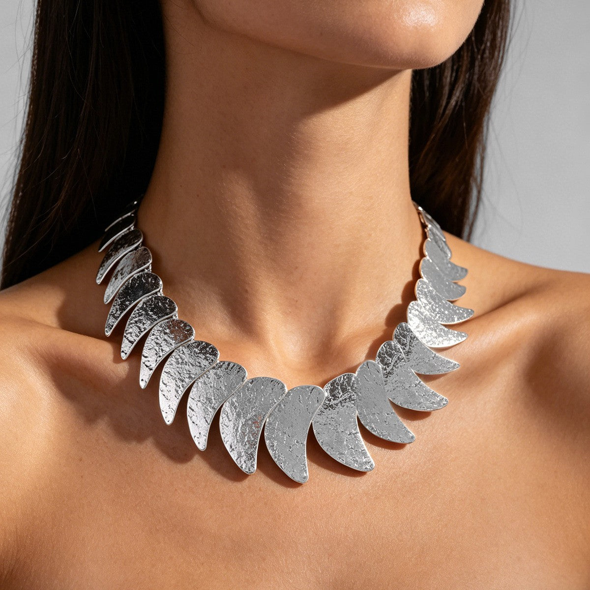 Textured Crescent Collar Necklace