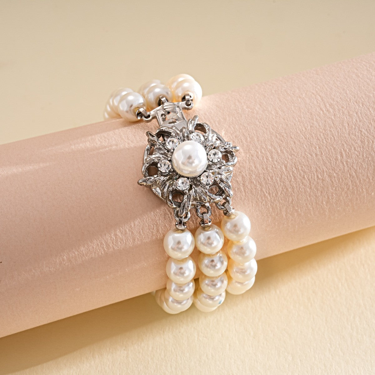Crystal & Pearl Multi-Strand Charm Bracelet