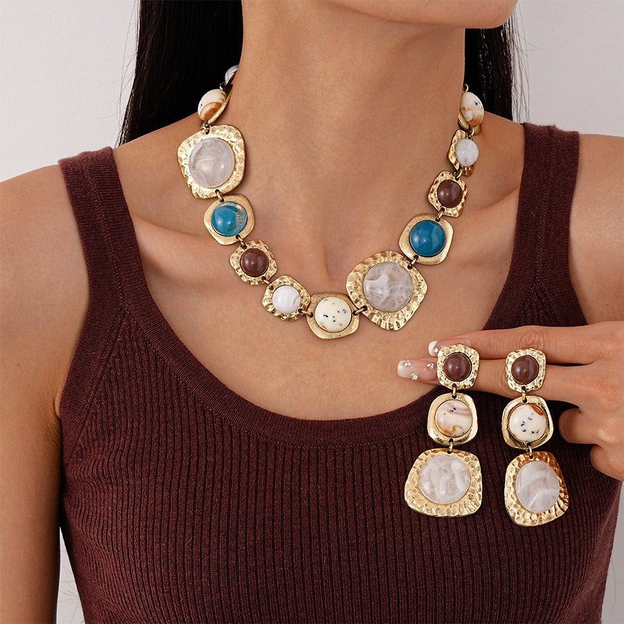 Irregular Stone Statement Necklace
