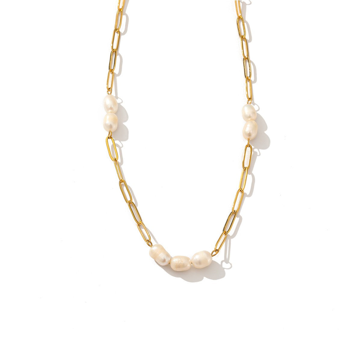Mixed Link Pearl Necklace