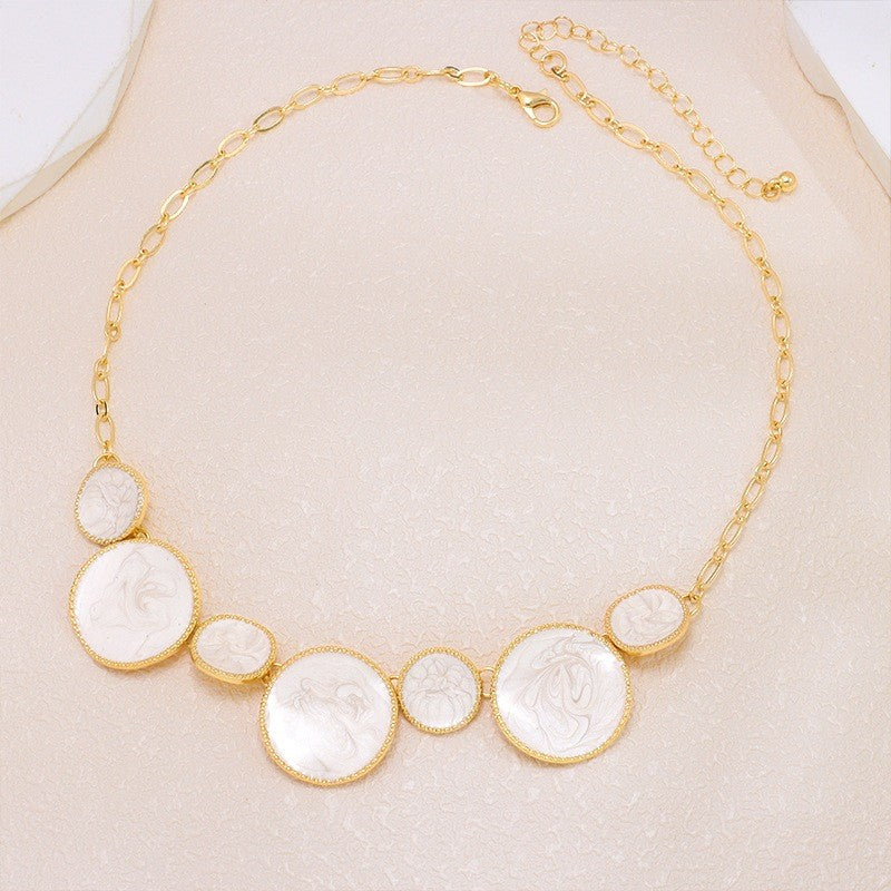 White Cameo Disc Necklace & Ring Set