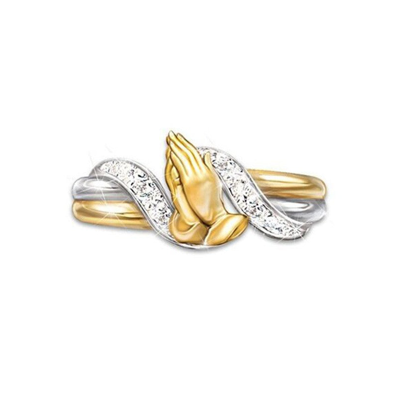 Praying Hands Crystal Ring