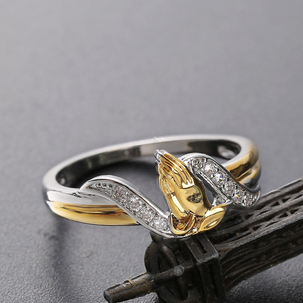 Praying Hands Crystal Ring