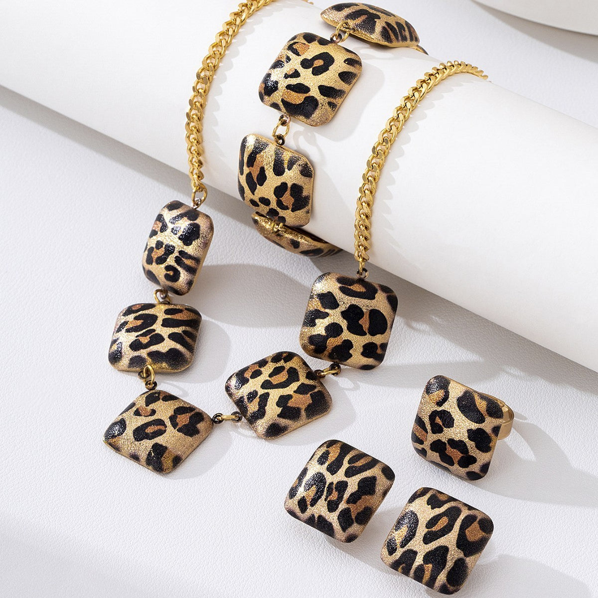 Leopard Square Jewelry Set