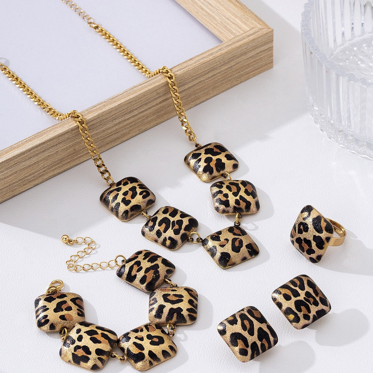 Leopard Square Jewelry Set