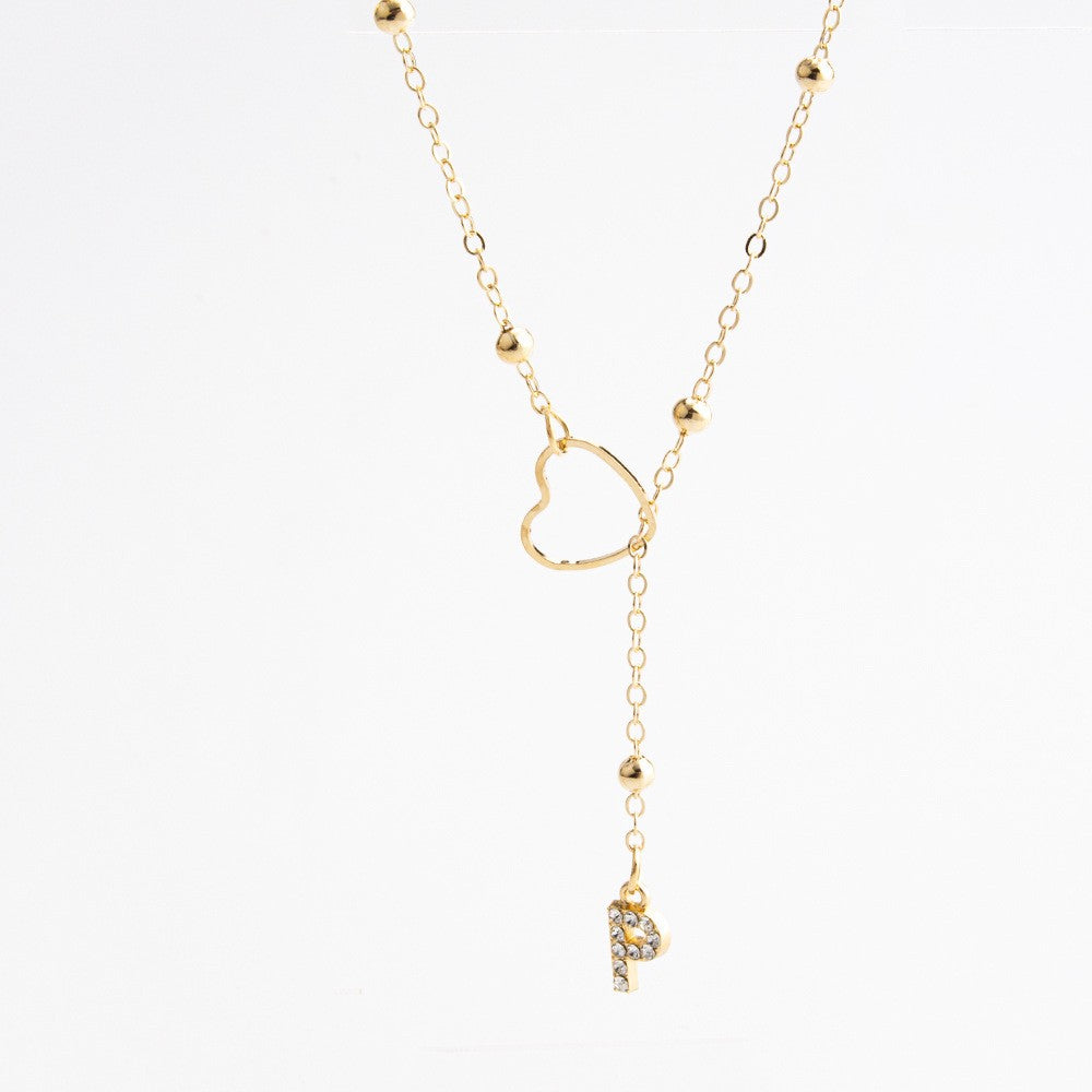 Heart & Initial Drop Necklace
