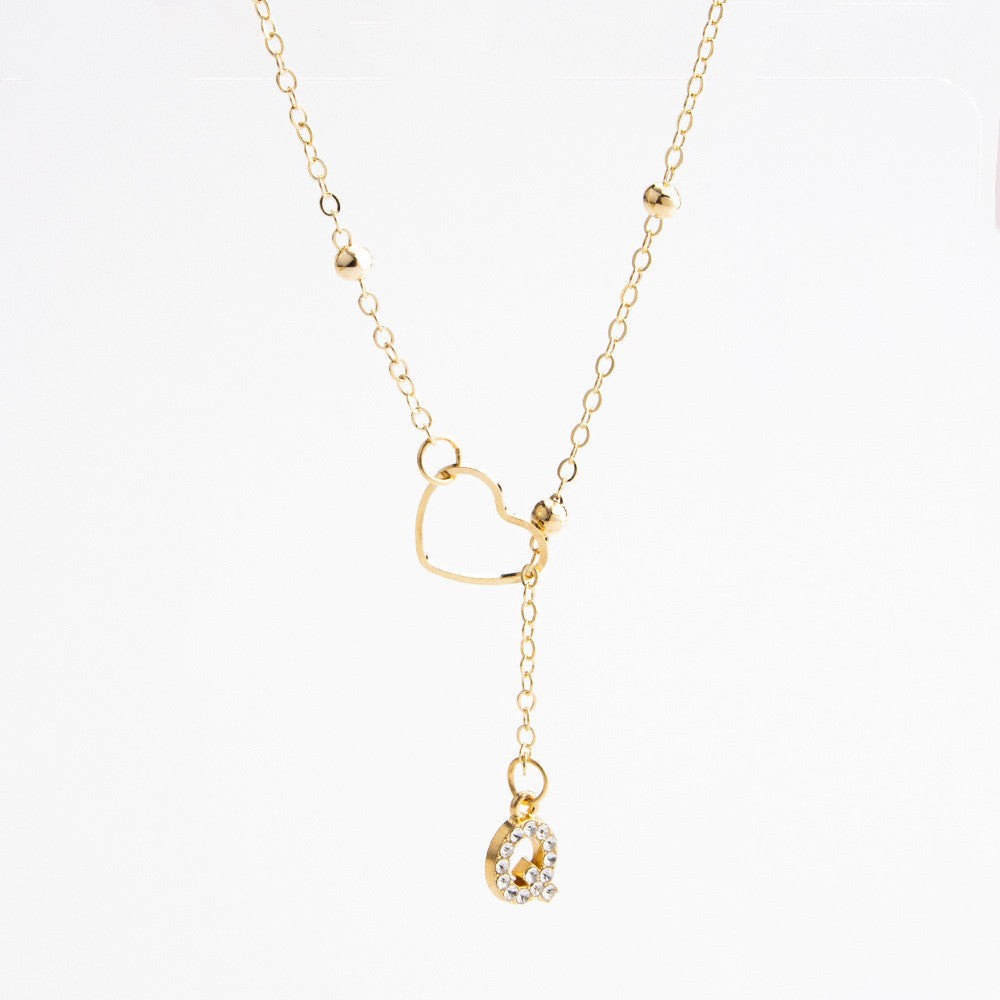 Heart & Initial Drop Necklace