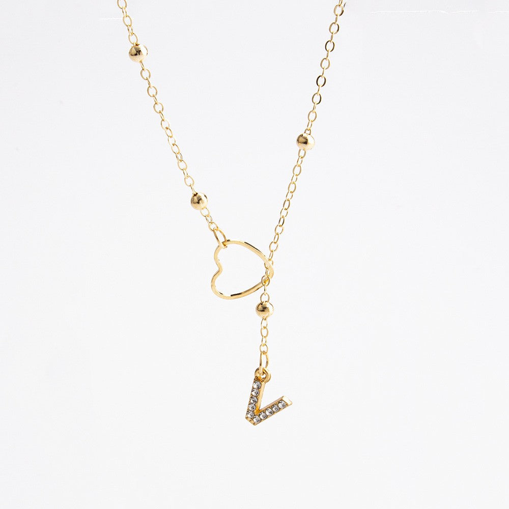 Heart & Initial Drop Necklace