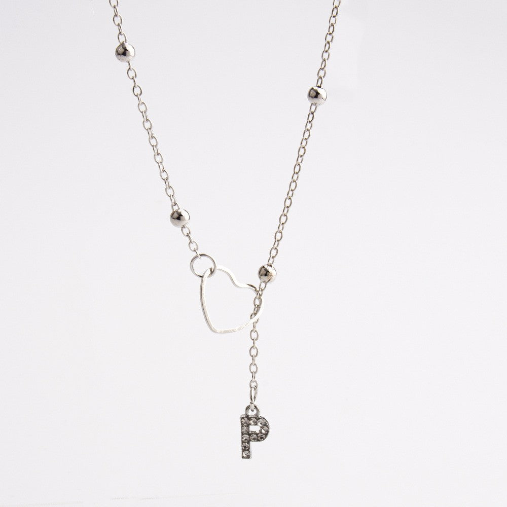 Heart & Initial Drop Necklace