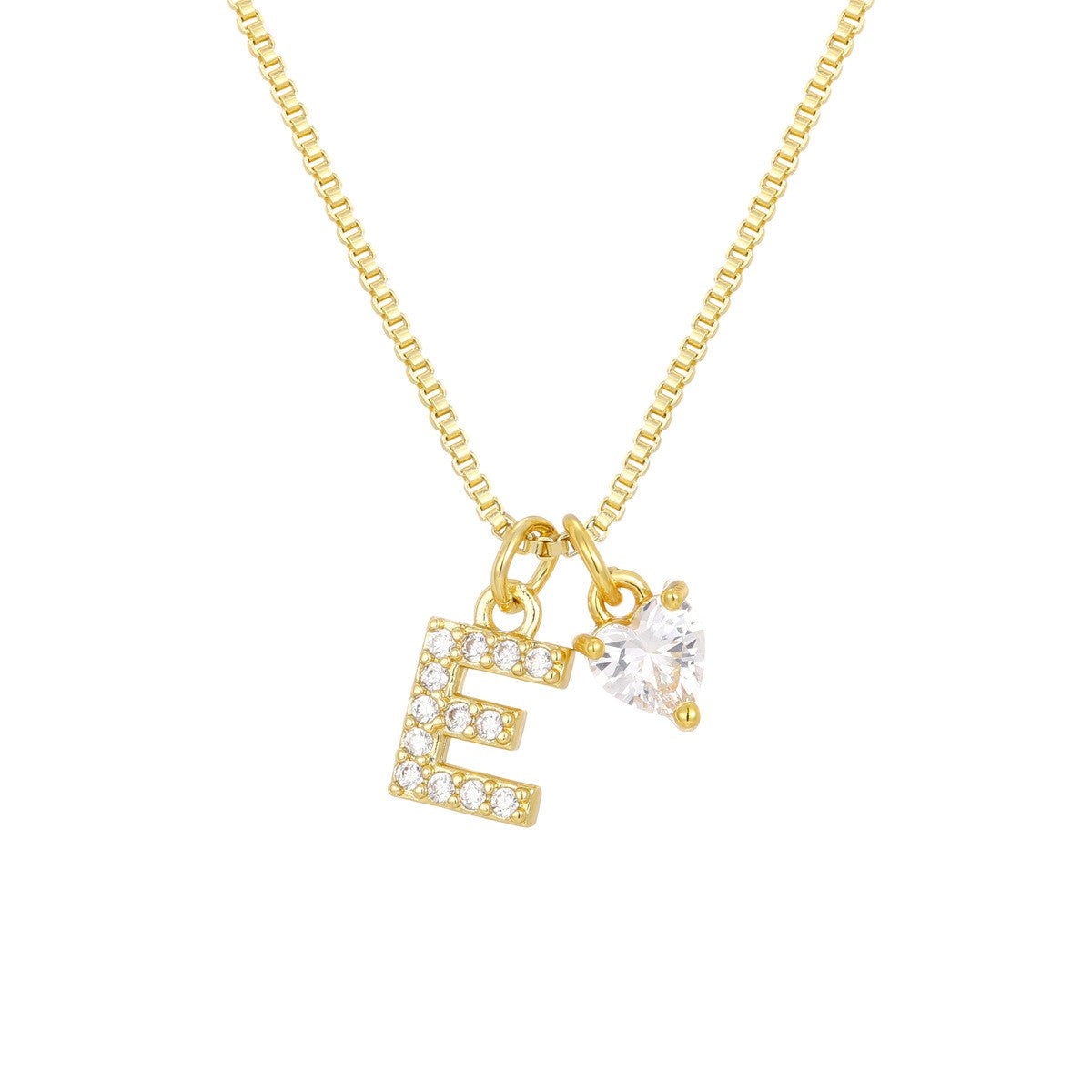 Crystal Initial & Heart Charm Necklace
