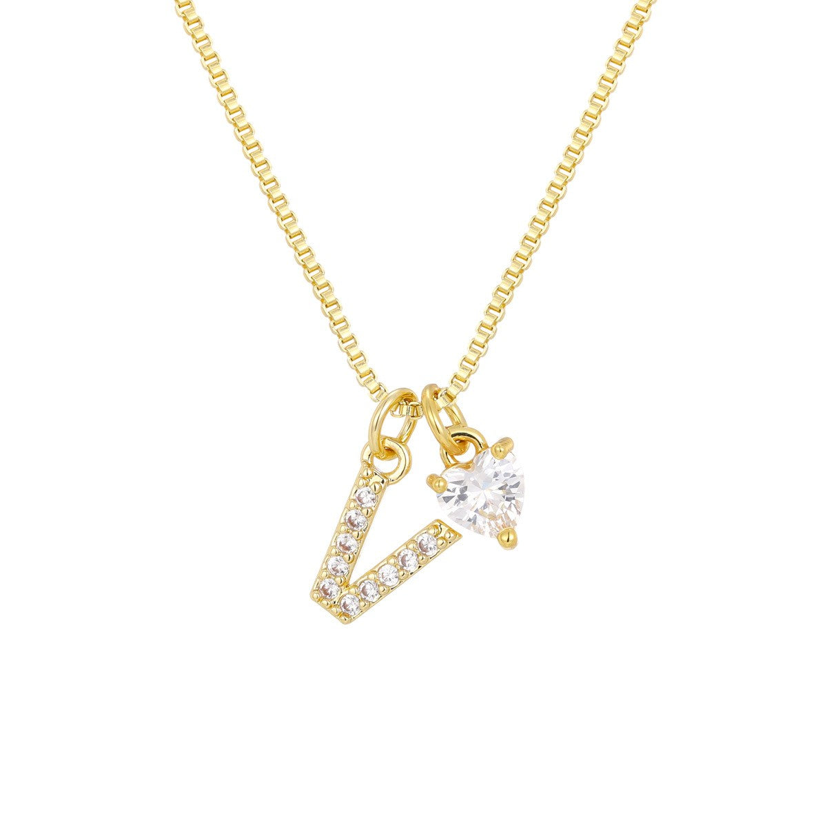 Crystal Initial & Heart Charm Necklace